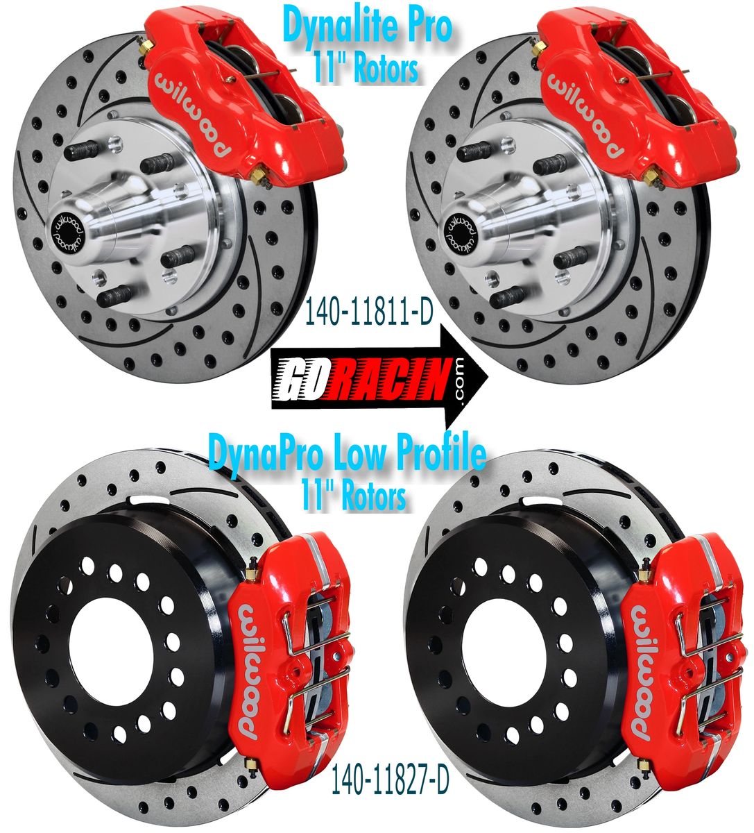 Wilwood Dynapro Low-Profile 11.00in P-Brake Kit Drilled Chevy 12 Bolt 2.75in Off w/ C-Clips main image 0